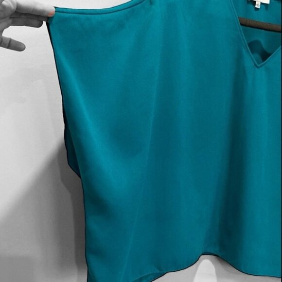 Aritzia Green V-Neck Blouse with Kimono Sleeves - Picture 3 of 12